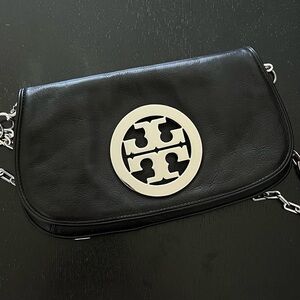 Tory Burch Reva Logo Convertible Crossbody Bag Black/Silver